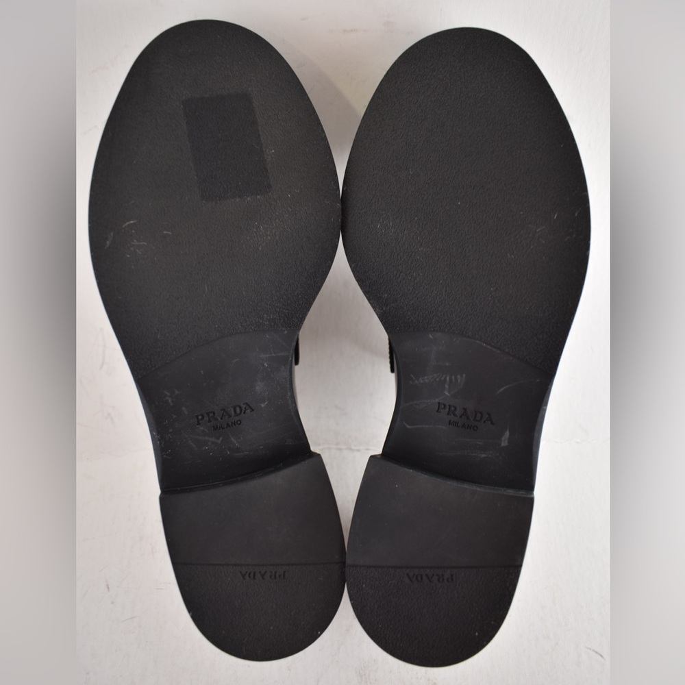 Prada Triangle Logo Fume Brown Black Platform Loafer Creeper Slip On Flat 41.5 - Picture 15 of 15